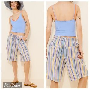 New Free People Saylor Poplin oversized slouchy striped shorts